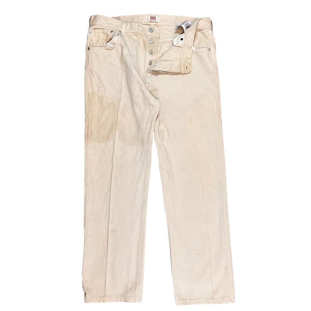 Levi’s Mexico 501 Khaki Jeans Men's 36x32 Button Fly Straight Leg Jeans